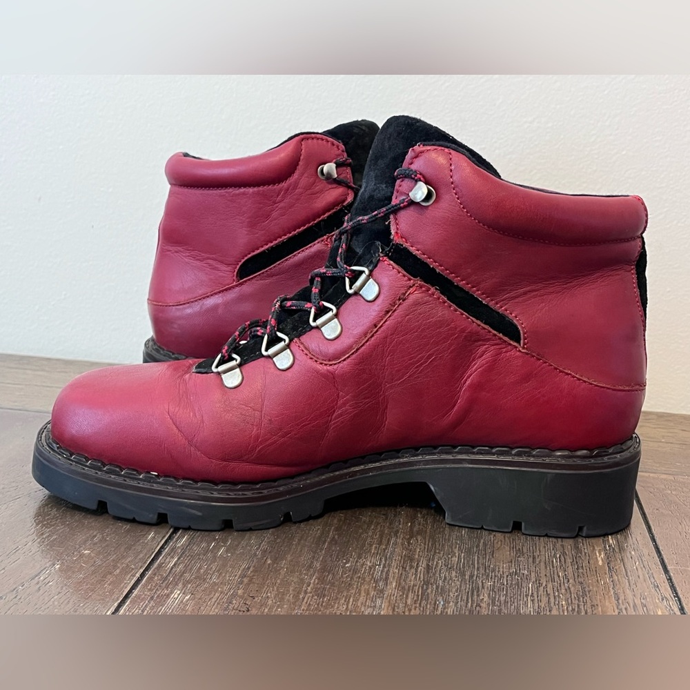 Vintage Sorel Harlow Red Leather Hiking Boots Womens size 8.5 - Picture 5 of 11